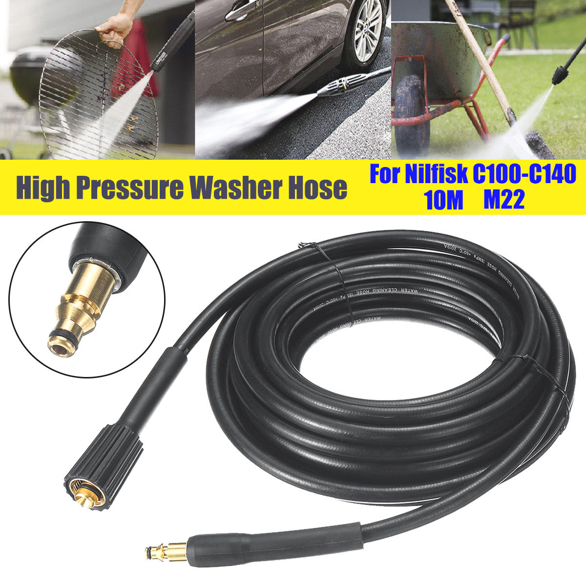 10 meter hogedrukreiniger slang auto wasmachine water reiniging extension slang voor nilfisk c100 c110 c120 c130 c140