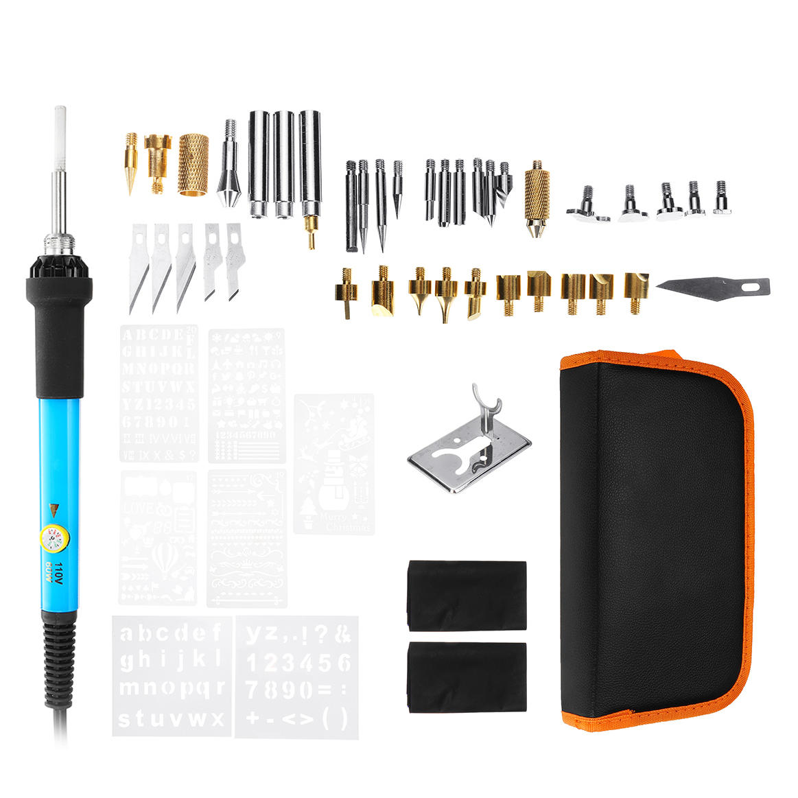 60 stuks 60w houtgestookte pen set tips stencil soldeerbout gereedschap pyrography ambachten kit