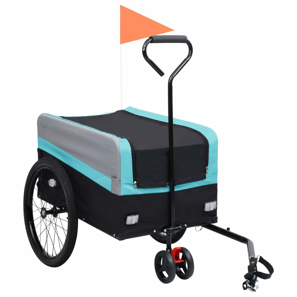 fietskar 2-in-1 aanhanger trolley xxl blauw grijs en zwart