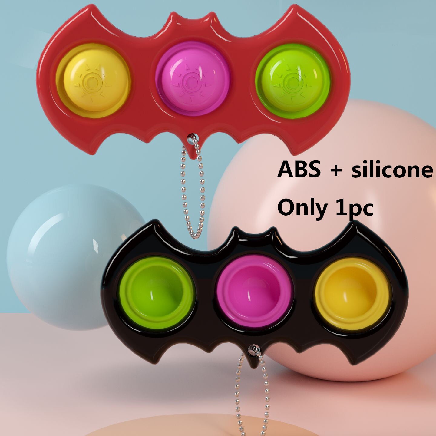 mini bat zintuiglijke fidget ontspanning stress anti-angst autisme hand edc gadget voor kinderen tiener volwassen push pop bubble sleutelhanger