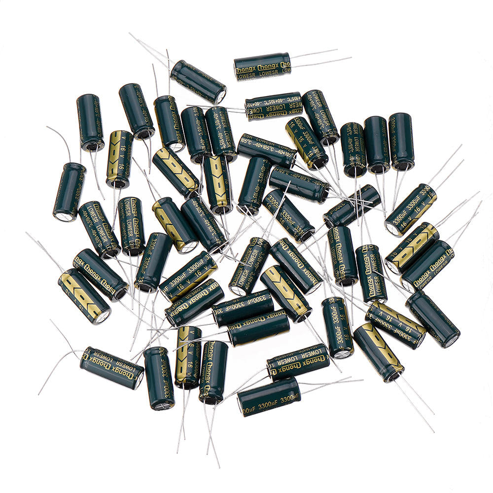 50 stuks 16 v 3300 uf 10x25 mm hoge frequentie lage esr radiale elektrolytische condensator