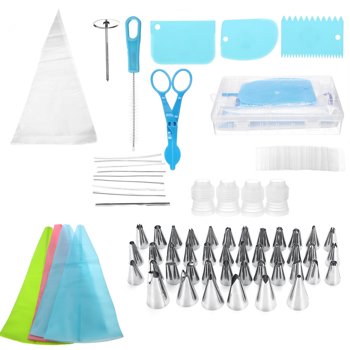 72 stuks taart decoreren kit met case bakvorm benodigdheden gereedschap set opbergtas koken handschoen