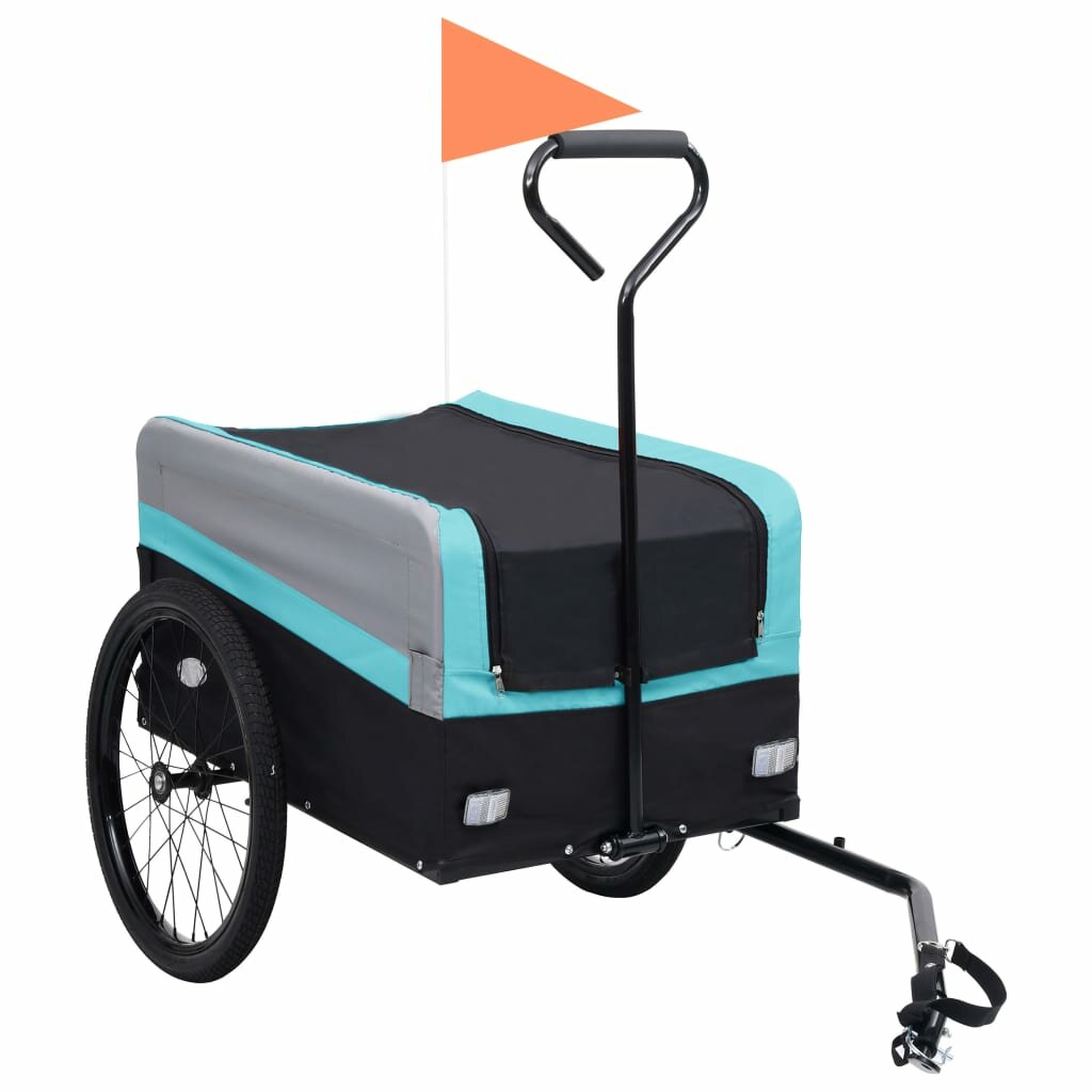 fietskar 2-in-1 aanhanger trolley xxl blauw grijs en zwart