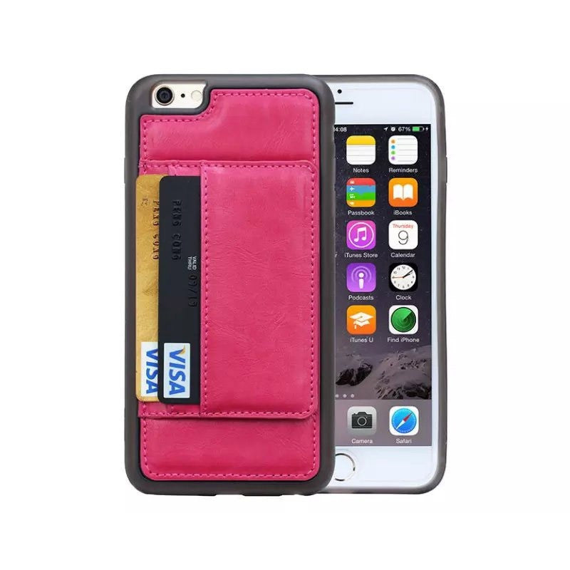 Leren Hoesje + creditcard vak voor de Iphone en Samsung