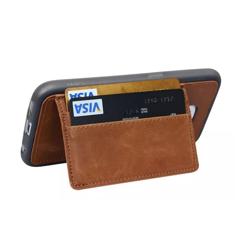 Leren Hoesje + creditcard vak voor de Iphone en Samsung