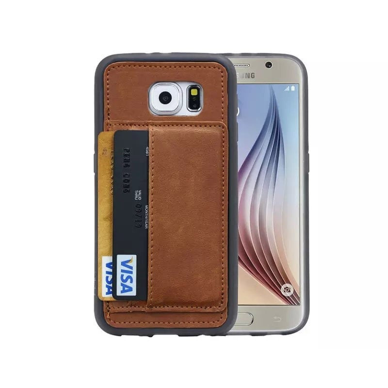 Leren Hoesje + creditcard vak voor de Iphone en Samsung